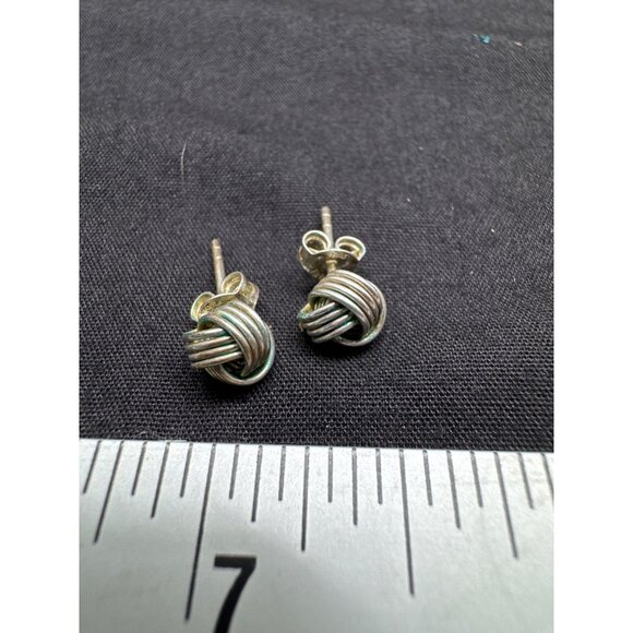 Sterling Silver 925 Knot Stud Earrings With Butterfly Backs - Picture 1 of 4